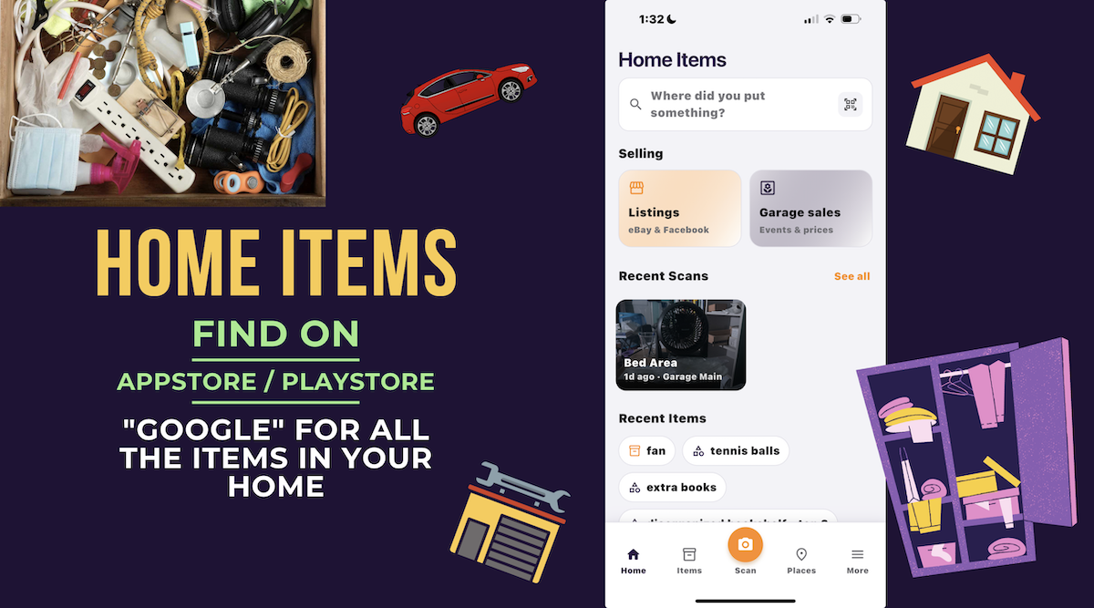 Home Items on iPhone — app preview and marketing banner